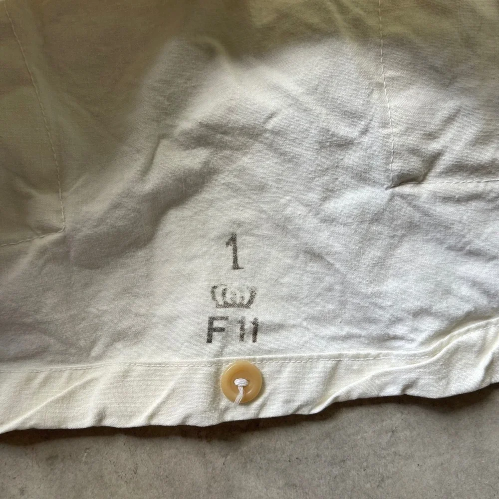 Vintage WW2 Swedish Military Smock White Cotton Canvas Anorak Hooded Jacket F11
